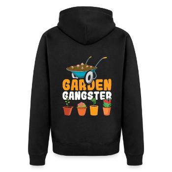 Pflanzen Bauer Garten Gangster Hobbygärtner - Unisex Premium Bio Zip Hoodie - Schwarz - Hinten - Nico (187cm)