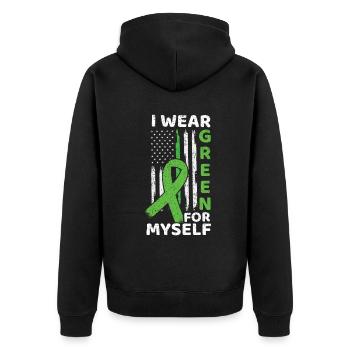 Ich trage Green Kidney Disease Awareness Month - Unisex Premium Bio Zip Hoodie - Schwarz - Hinten - Nico (187cm)