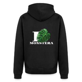 Liebe Monstera Pflanzengarten Hobbygärtner - Unisex Premium Bio Zip Hoodie - Schwarz - Hinten - Nico (187cm)