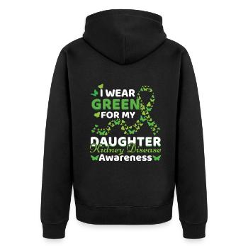 Tragen Sie grün für Tochter Nierenerkrankung Bewusstsein - Unisex Premium Bio Zip Hoodie - Schwarz - Hinten - Nico (187cm)