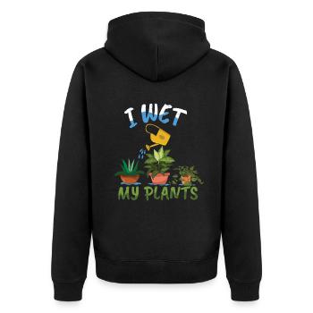 Wet My Plants Funny Farmer Garden Hobby Gardener - Unisex Premium Bio Zip Hoodie - Schwarz - Hinten - Nico (187cm)