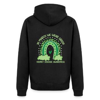 Rainbow Wear Green Nierenkrankheit Bewusstseinsmonat - Unisex Premium Bio Zip Hoodie - Schwarz - Hinten - Nico (187cm)