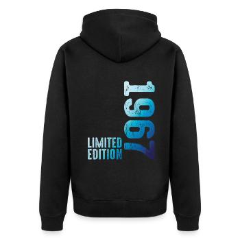 Seit 1967 Jahr 1967 Retro Jahrgang 1967 Geburt - Unisex Premium Bio Zip Hoodie - Schwarz - Hinten - Nico (187cm)