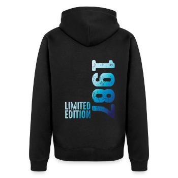 Since 1987 Year 1987 Retro Vintage 1987 Birth - Unisex Premium Organic Zip Hoodie - black - Back - Nico (187cm)