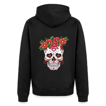 Valentines Sugar Bone Muertos Day Halloween - Unisex Premium Organic Zip Hoodie - black - Back - Nico (187cm)