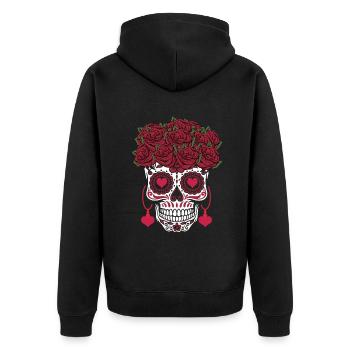 Coeurs Saint-Valentin Sucre Os Muertos Halloween - Veste à capuche bio Premium Unisexe - noir - Dos - Nico (187cm)