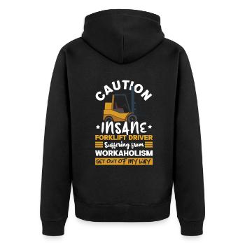 Achtung Wahnsinniger Gabelstaplerfahrer Gabelstapler - Unisex Premium Bio Zip Hoodie - Schwarz - Hinten - Nico (187cm)