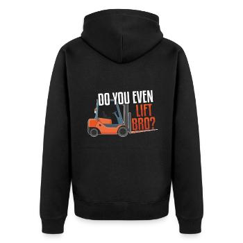 Heben Sie Gabelstaplerfahrer Fahrer Gabelstapler - Unisex Premium Bio Zip Hoodie - Schwarz - Hinten - Nico (187cm)