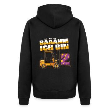 Age 2 Years Old Kids Forklift Fork Truck Lift - Unisex Premium Organic Zip Hoodie - black - Back - Nico (187cm)