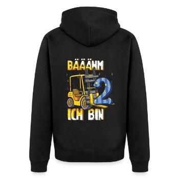2 Years Old Kids Forklift Fork Truck Lift Truck - Unisex Premium Organic Zip Hoodie - black - Back - Nico (187cm)