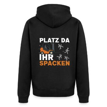 Space Funny Forklift Driver Quotes Operator Truck - Unisex Premium Organic Zip Hoodie - black - Back - Nico (187cm)