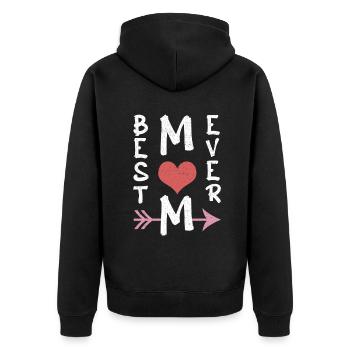 Herz Liebe Mama Mama Beste Mama Alles Gute zum Muttertag - Unisex Premium Bio Zip Hoodie - Schwarz - Hinten - Nico (187cm)