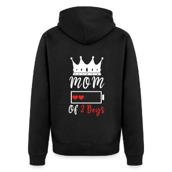 Funny Mom Quotes Mom Of Two Happy Mother's Day - Unisex Premium Organic Zip Hoodie - black - Back - Nico (187cm)