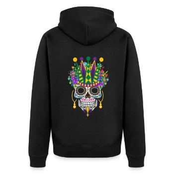 Dia De Los Muertos Mardi Gras Costume Fleur Sucre - Veste à capuche bio Premium Unisexe - noir - Dos - Nico (187cm)