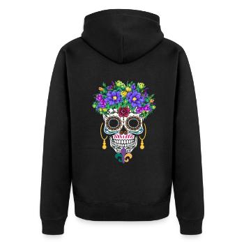 Mardi Gras Masque Fleur Sucre Dia de Los Muertos - Veste à capuche bio Premium Unisexe - noir - Dos - Nico (187cm)