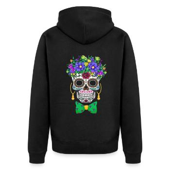 Mardi Gras Costume Fleur Sucre El Dia De Los - Veste à capuche bio Premium Unisexe - noir - Dos - Nico (187cm)