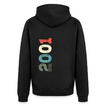 Since 2001 Year 2001 Retro 2001 Vintage 2001 - Unisex Premium Organic Zip Hoodie - black - Back - Nico (187cm)