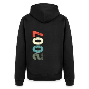 Seit 2007 Jahr 2007 Retro 2007 Jahrgang 2007 - Unisex Premium Bio Zip Hoodie - Schwarz - Hinten - Nico (187cm)