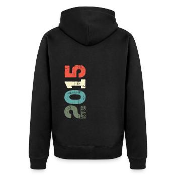 Since 2015 Year 2015 Retro 2015 Vintage 2015 - Unisex Premium Organic Zip Hoodie - black - Back - Nico (187cm)