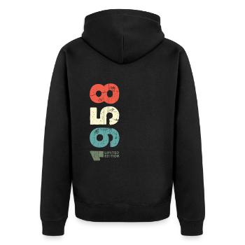 Since 1958 Year 1958 Retro 1958 Vintage 1958 - Unisex Premium Organic Zip Hoodie - black - Back - Nico (187cm)