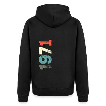 Depuis 1971 Année 1971 Rétro 1971 Millésime 1971 - Veste à capuche bio Premium Unisexe - noir - Dos - Nico (187cm)