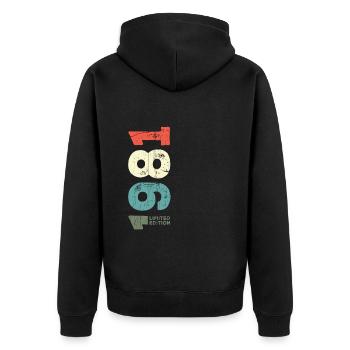 Seit 1981 Jahr 1981 Retro 1981 Jahrgang 1981 - Unisex Premium Bio Zip Hoodie - Schwarz - Hinten - Nico (187cm)