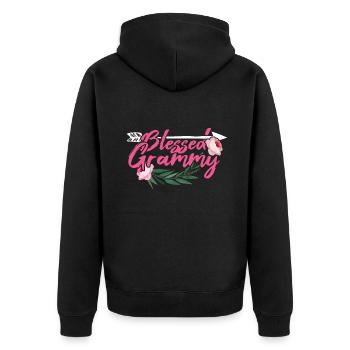 Grandmom Love Mom Floral Mother's Day - Unisex Premium Organic Zip Hoodie - black - Back - Nico (187cm)