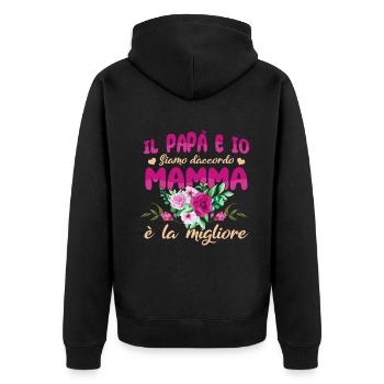 Mom Is Best Funny Quote Italian Mother's Day - Unisex Premium Organic Zip Hoodie - black - Back - Nico (187cm)