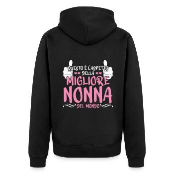 Best Grandmother Looks Italian Mother's Day - Unisex Premium Organic Zip Hoodie - black - Back - Nico (187cm)