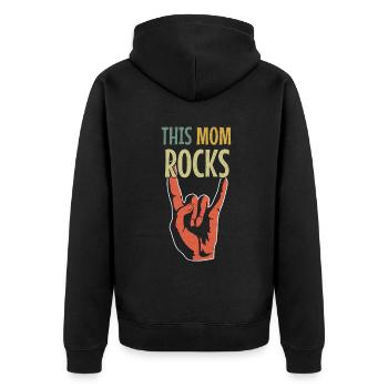 This Mom Rocks Vintage Happy Mother's Day - Unisex Premium Organic Zip Hoodie - black - Back - Nico (187cm)