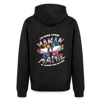 Two Titles Mom Grandmom French Mother's Day - Unisex Premium Organic Zip Hoodie - black - Back - Nico (187cm)