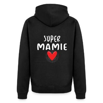 Super Grandmom Mommy Heart Love Mother's Day - Unisex Premium Organic Zip Hoodie - black - Back - Nico (187cm)
