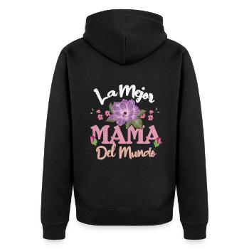 Best Mom World Happy Mother's Day Spanish - Unisex Premium Organic Zip Hoodie - black - Back - Nico (187cm)