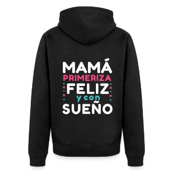 Happy Sleepy Mom Happy Mother's Day Spanish - Unisex Premium Organic Zip Hoodie - black - Back - Nico (187cm)
