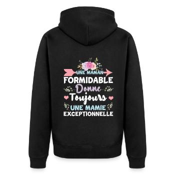 Great Mom Grandmom French Mother's Day - Unisex Premium Organic Zip Hoodie - black - Back - Nico (187cm)