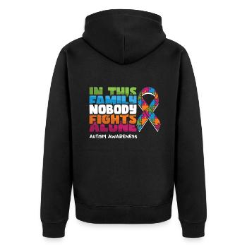 Family Nobody Alone Blue Puzzle Autism Awareness - Unisex Premium Organic Zip Hoodie - black - Back - Nico (187cm)