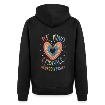 Embrace Neurodiversity Puzzle Autism Awareness - Unisex Premium Organic Zip Hoodie - black - Back - Nico (187cm)