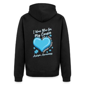 Puzzle April Blue For Cousin Autism Awareness - Unisex Premium Organic Zip Hoodie - black - Back - Nico (187cm)