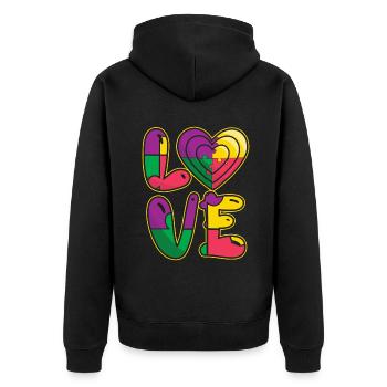 Unterstützung Liebe Puzzle Bunte Autismus Bewusstsein - Unisex Premium Bio Zip Hoodie - Schwarz - Hinten - Nico (187cm)