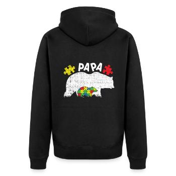 Autism Dad Bear Puzzle Colorful Autism Awareness - Unisex Premium Organic Zip Hoodie - black - Back - Nico (187cm)
