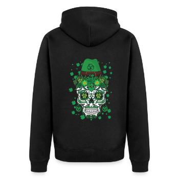 El Dia De Los Muertos St Patty's Day Irische Blume - Unisex Premium Bio Zip Hoodie - Schwarz - Hinten - Nico (187cm)