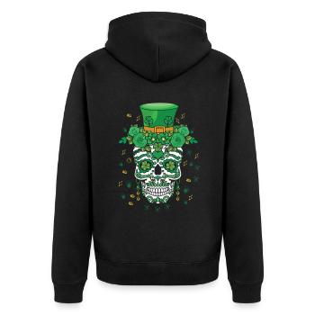 Dia de los Muertos St Patty's Day Irische Blume - Unisex Premium Bio Zip Hoodie - Schwarz - Hinten - Nico (187cm)