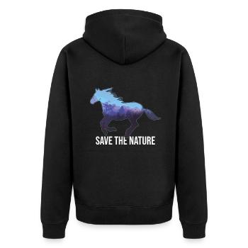 Save Nature Horse Planet Oceans Day Earth Day - Unisex Premium Bio Zip Hoodie - Schwarz - Hinten - Nico (187cm)