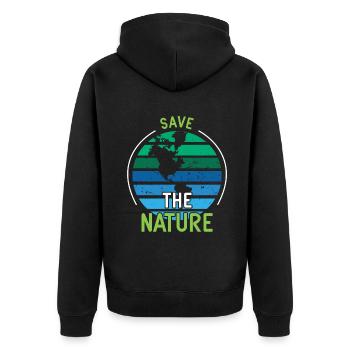 Globe Save Nature Oceans Day Tag der Erde - Unisex Premium Bio Zip Hoodie - Schwarz - Hinten - Nico (187cm)