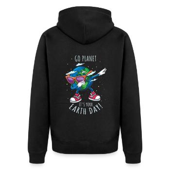 Save Nature Oceans Day Go Planet Earth Day - Unisex Premium Bio Zip Hoodie - Schwarz - Hinten - Nico (187cm)
