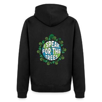 Speak Trees Save Nature Oceans Day Earth Day - Unisex Premium Bio Zip Hoodie - Schwarz - Hinten - Nico (187cm)