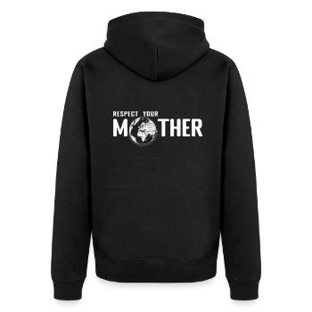 Respect Mother Save Nature Oceans Day Earth Day - Unisex Premium Organic Zip Hoodie - black - Back - Nico (187cm)