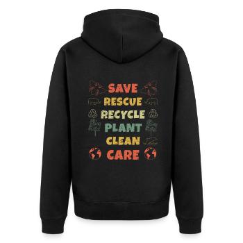 Retro Bee Save Nature Oceans Day Earth Day - Unisex Premium Organic Zip Hoodie - black - Back - Nico (187cm)