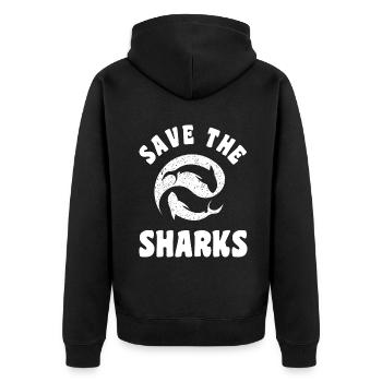 Save Sharks Save Nature Oceans Day Earth Day - Unisex Premium Organic Zip Hoodie - black - Back - Nico (187cm)