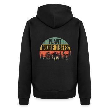 Retro Pflanzenbäume retten Natur Ozeane Tag der Erde - Unisex Premium Bio Zip Hoodie - Schwarz - Hinten - Nico (187cm)